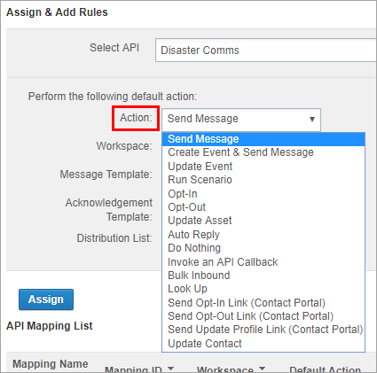 api mapping actions