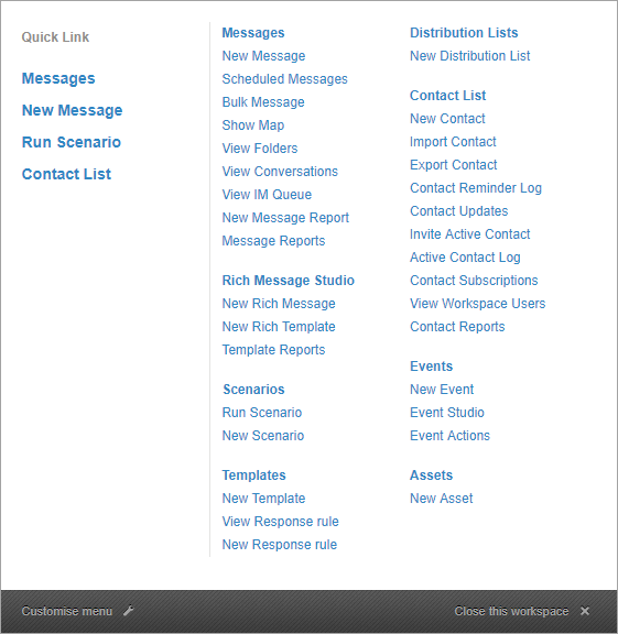 old workspace menu